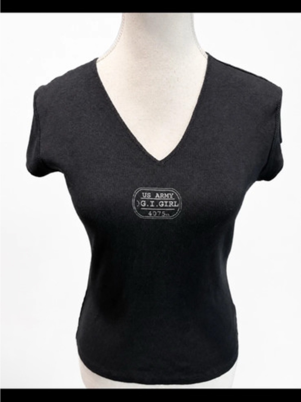 Hard Tail Black V-Neck 'G.I. Girl' Short Sleeve Tee